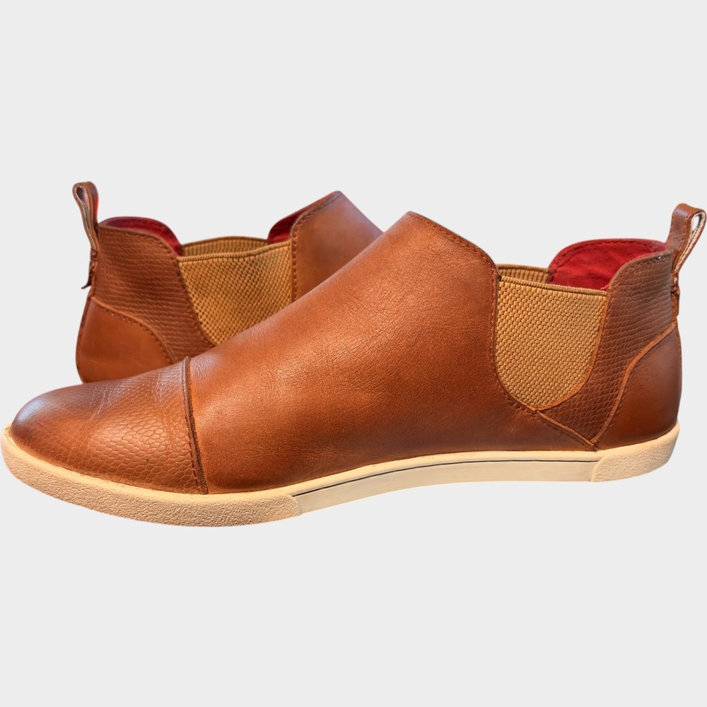 OluKai Waipahe Brown Leather Slip On Chelsea Shoes 20336-FXFX Mens 7 Womens 8.5